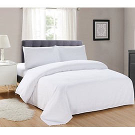 Sonia Linens Home Basic Super Soft Brushed Microfibre Duvet Cover Set - Non Iron Breathable Hypoallergenic Zippered Duvet Cover & Pillowcase Set(Double White)