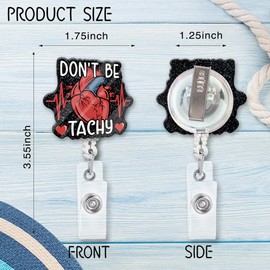 ZBCFSCSB Don't Be Tachy Funny Black Glitter Badge Scroll Holder with Metal Clip, Cute Heart Badge Nurse Hospital Work Accessory, Gift for Nurse Cardiologist Cardiology Student Heart Anatomy
