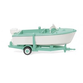 Wiking 009503 Trailer Mounted Motor Boat Signal White/Mint Green 1961-65