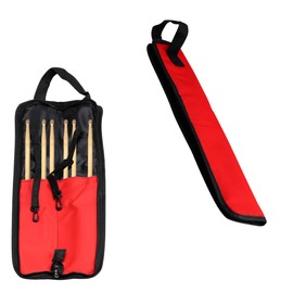 PDETVEO Red Drumsticks Bag, Thickened Drum Stick Holder Portable Case with Hooks Inside for Percussion Sticks, Drum Mallet