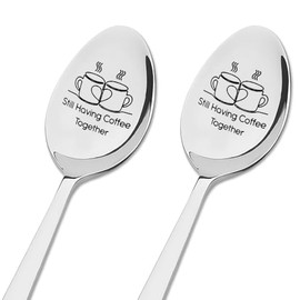 Couple Christmas Presents for Husband Wife Spoons for Girlfriend Boyfriend Birthday Gifts for Fiance Engagement Gifts for Fiancee Still Having Coffee Together Spoon 2Pcs