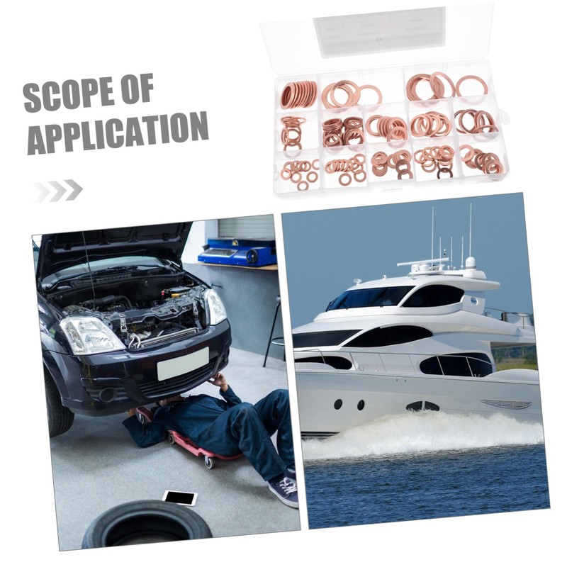 GLEAVI Copper Gasket Kit 150pcs Flat Crush Washers Oil Drain