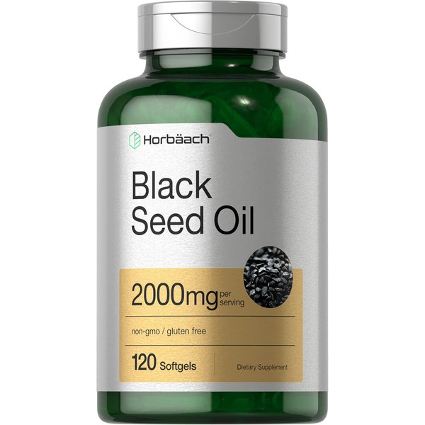 Black Seed Oil 2000mg | 120 Softgel Capsules | Cold Pressed Nigella Sativa Pills | Non-GMO, Gluten Free Supplement | by Horbaach