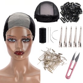 koskusder Lace Wig Cap with Grip Band for Keeping Wigs in Place Non Slip Wig Gripper Cap Color Black More Full Cap-wide Transparent Lace for Lace Front Wigs with A Set of Makeup Tools