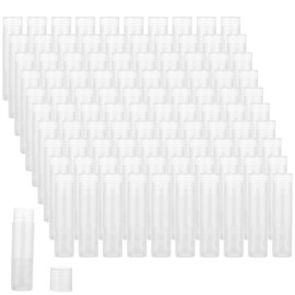 GBACHOOSE 100PCS Clear Lip Balm Tubes, 5ml Plastic Lip Balm Containers with Caps Refillable Lip Balm Container Tubes for DIY, Travel Business Trip Camping Hiking