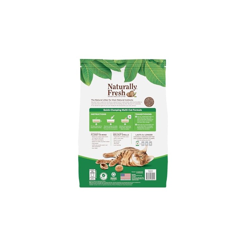 Naturally Fresh Cat Litter Made from Walnut Shells, Quick-Clumping, Unscented,