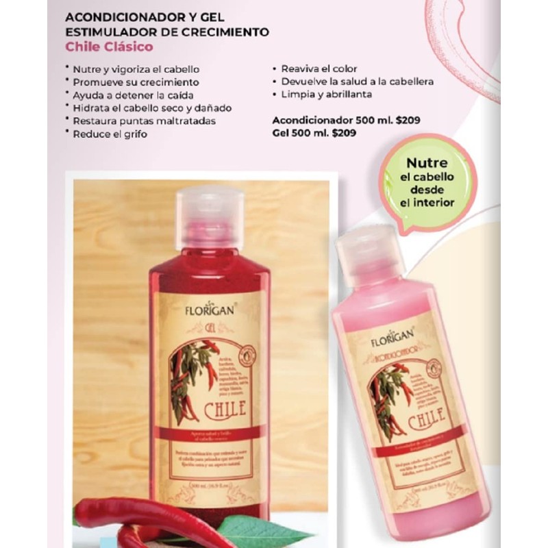 GEL PARA PEINAR DE CHILE ESTIMULADOR DE CRECIMIENTO 500 ML.