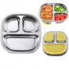 FeBohao Stainless Steel Baby Plate Divided Suction Plate with 3