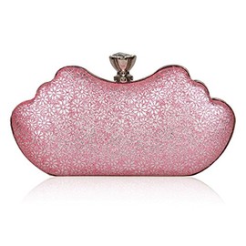 Day of Saturn Women's Hard Shell Bag Rhinestone Handbag Clutch Wedding Evening Bag, pink, M
