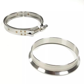 1st-racing 5" Stainless Exhaust 1 V-Band Clamp+1 Flange For S400 S400SXE S475 S480 T6 Turbo