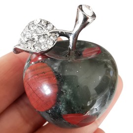 Lovionus89 Natural Africa Bloodstone Apple Statue Healing Crystal Figurine Sculpture Home Ornament Wedding Decoration 3cm