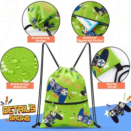 WAWSAM Drawstring Backpack for Kids - Sports Gym Bag Waterproof Beach Swimming School Travel Sack Pack, Game A
