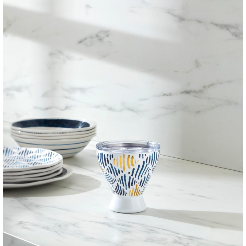 Lenox 895898 Blue Bay Ikat Pattern Stainless Steel Cocktail Tumbler