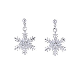 SLUYNZ Solid 925 Sterling Silver Sparkling CZ Snowflake Studs Earrings for Women Teen Girls Snowflake Earrings Studs (A-Sterling Silver)