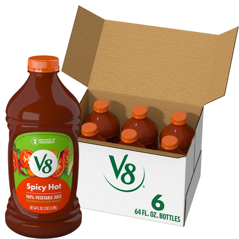 V8 Spicy Hot 100% Vegetable Juice, 64 fl oz Bottle