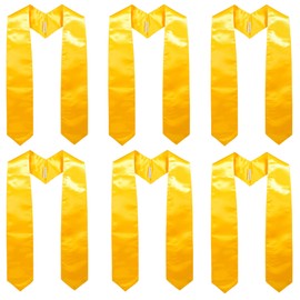 GraduationMall 6 Pieces 72 Inch Plain Graduation Stole Bulk Sublimation Blank Honor Graduation Sash Unisex Adult Gold