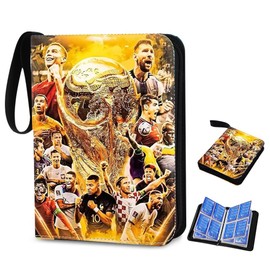 XPJBKC Football Cards Scrapbook, 400 Cards, Football Trading Cards, Album, 4 Pockets, 50 Sleeves, Football Scrapbook with Zip and Handle Loop, Waterproof Collector's Book