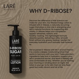 Lar Naturals Lar Naturals Ribose Sugar for Skin - Ribose Cream - D-Ribose - Working Hands Cream - Lightweight Moisturizer with D-Ribose & Vitamin E - 8 fl oz - Unscented