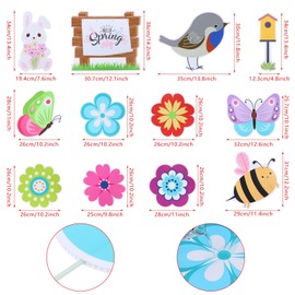 Shknldzsm 12 Pack Spring Yard Signs with Stakes Flower Butterfly Bunny Yard Signs Outdoor Spring Garden Decorations Lawn Floor Inserts for Easter Decor Planters Flower Beds Patios