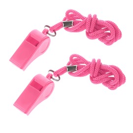 Aiyorse Pink Whistle, 2 Packs Whistle for Coaches, Plastic Coach Whistles with Lanyard, Loud Clear Crisp Referee Whistle, Whistle Emergency for Teacher Polices Officials Sport Training Lifeguard