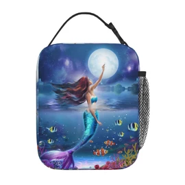 SARA NELL Mermaid Lunch Box Beautiful Mermaid Tough Moon Moonlight Galaxy Lunch Bag Insulated Reusable Portable Lunch Tote Cooler Bag for Women Men Teens Kids, Office Work School Travel Lunchbox