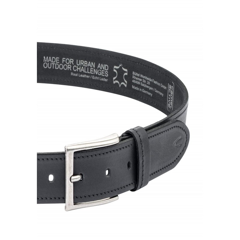 camel active Leather Belt 4 cm Wide Metal Clasp Cognac,