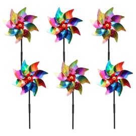 6 Pcs Sparkly Pinwheels, 9.4in Colorful Wind Spinners Reflective Windmills, Decorative Windmill for Garden Reflection Outdoor Windmill Bird Deterrent Pinwheels for Yard Garden Outdoor Decoration