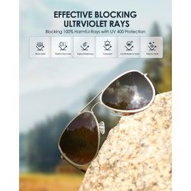 Vanmage Malibu Aviator Polarized Sunglasses for Men and Women, Classic Sunglasses for Driving Cycling Fishing (Gold Frame/Brown Lens (Vlt 11.5%))