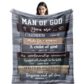 Christian Gifts for Men, Christian Gifts Blanket 150x130CM - Bible Verse, Inspirational Religious Gifts for Men, Catholic Gifts, Jesus/Bible Gifts, Religious Gifts Ideas for Birthday & Baptism