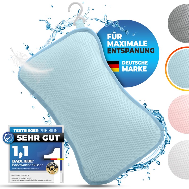 BadLiebe Bath Pillow Blue - Tested Quality - Includes 4