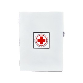 Botiquín Metálico Vacío Karlen – Tamaño Chico, Color Blanco, con Cerradura para Candado – Para Casa, Oficina o Negocio – 23x17x7 cm