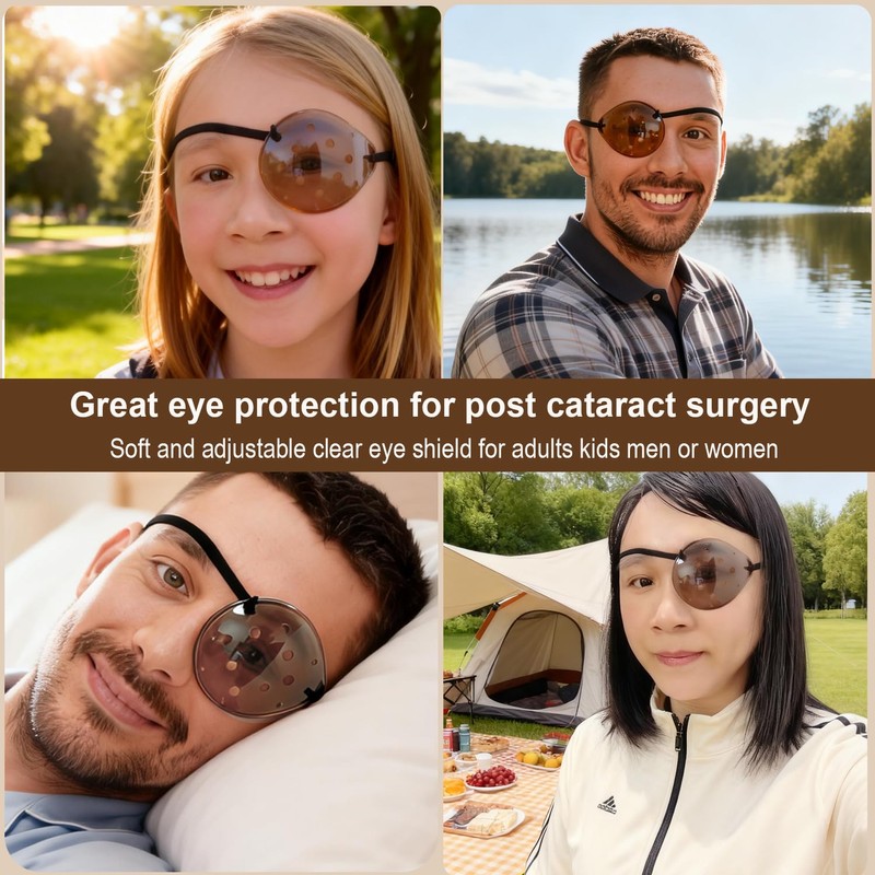 AMZVIO 2pcs Eye Shield After Cataract Surgery Dark Clear Eye