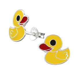 Zenvie Yellow Rubber Duckie Duck Stud Earrings Boxed - Cute Sterling Silver