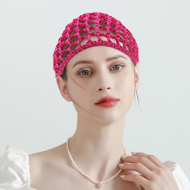 Anneome Gorro de Crochet Redecilla Pelo 4piezas de Poliéster Reutilizable