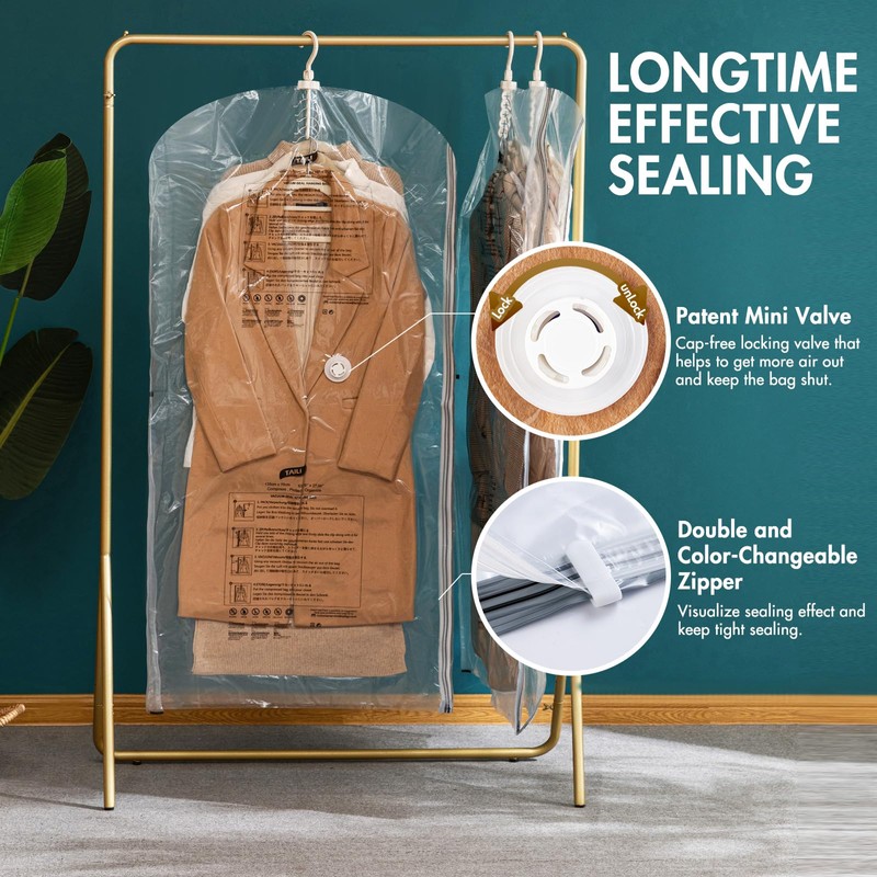 TAILI Hanging Vacuum Sealer Storage Space Saver Bags for Clothes,