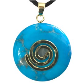 Steinfixx® - Premium Turkenite doughnut optional as a chain with silver or gold pendant and 80 cm leather strap, healing stone, gemstone, chakra stone, Crystal Gemstone Crystal Gemstone Turkenite, Turkenite