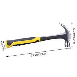 Claw Hammer, 16 oz Straight Claw Hammer for Electricians, Carpenters for DIY, Long Handle, Straight Rip Claw with Smooth Face