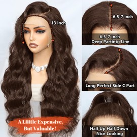 24 Inch 250 Density Glueless 13x6.5 Hd Full Lace Front Wigs Human Hair Pre Plucked, Body Wave Chocolate Brown Lace Front Wig 15A 3D Dome Cap Ready To Wear Bleached Knots Lace Front Wig