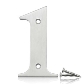 Bwintech Bwintech 1 Pcs 75mm Height (3 Inch) Satin Nickel Bolted Door Number 1 Stainless Steel 304 House Number, Suitable For Front,Wooden, Composite,UPVC Door