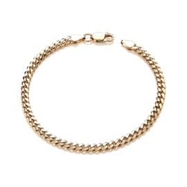 Old English Jewellers 9ct Gold on Silver Ladies Curb Bracelet - CUBAN LINK - 4mm Width - 7.5 inch