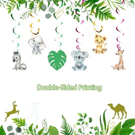 12Pcs Wild One Hanging Swirls Ceiling Streamers Decorations, for Jungle Safari Animal Birthday Party Decorations, Baby Shower Supplies, wild one birthday decorations for boys