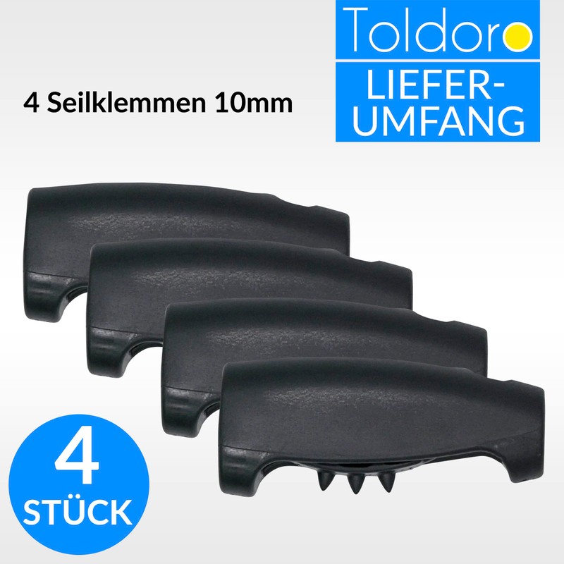 Toldoro Super Sharky Rope Clamp 10 mm Pack of 4