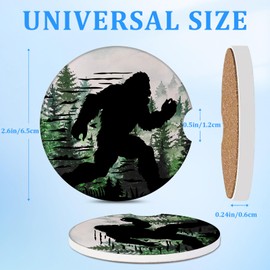 Car Cup Holder Coaster - Bigfoot Forest 2 Pack for Absorbent Cup Holders,Universal Anti Slip Insert Absorbent Ceramic Car Cup Holder Coaster with A Finger Notch