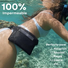 Hirola Set 2 Piezas Cangurera Impermeable para Playa y Deportes Acuáticos, Contra Agua con Triple Sello Hermético, Funda Sumergible para Celular y Cartera, Ideal para Snorkel, Kayak y Alberca