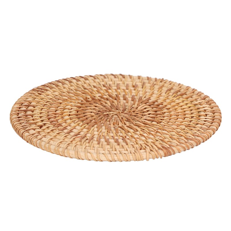 Round Woven Placemats, Natural Rattan Braid Table Mats, Hot Insulation
