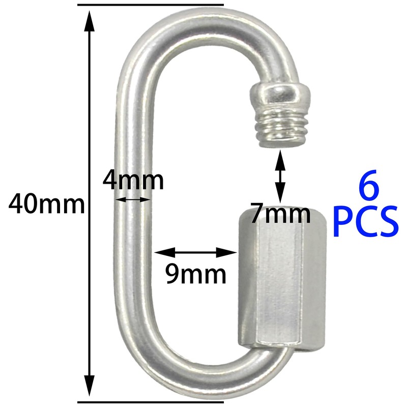 6 PCS 304 Stainless Steel Quick Link Hooks