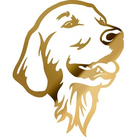 Decal Stickers of Golden Retriever (Metallic Gold) (Set of 2) Luxury Weatherproof Vinyl Decal Stickers for Laptop Desktop Smartphone Car Dirt Bike Wall Room Mason Jar Bathtub - ANDstice74305GO