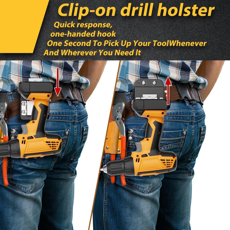 Kingson Drill Holder for Tool Belt, Quick-Release Clip, Fits Up