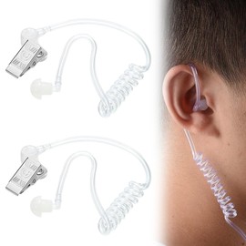 Replacement Acoustic Tube 2Pcs - Covert Spy Earpiece for Security Guard & 2-Way Radio Headsets, Clear Sound Secret Agent Coil Tube with Soft Ear Buds, Water Resistant for Professional/Cosplay Events