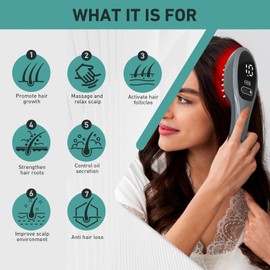 iKeener Cold 𝙻 aser Comb for Hair Growth, 7 * 650nm Infrared 𝚁 ed 𝙻 ight 𝚃 herapy Massager Brush for Hair Regrowth, Stimulate Hair Follicle Activation & Prevent Hair Loss